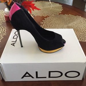 Suede multi color heels