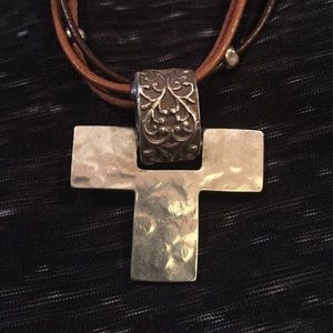 Leather cords with Sterling accents and Cross