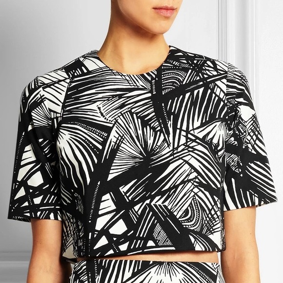 Elizabeth and James cropped printed stretch jersey