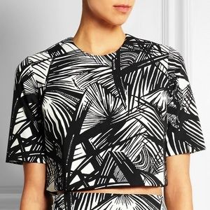 Elizabeth and James cropped printed stretch jersey