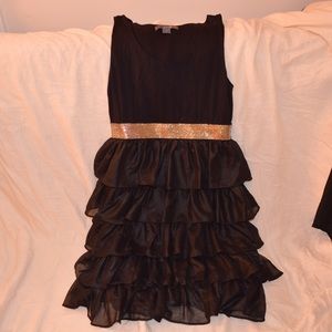 Forever 21 black dress with gold waist band
