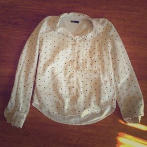BDG polka dot white button up down shirt