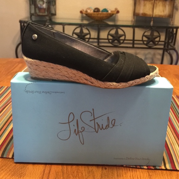 Life Stride Black Wedge