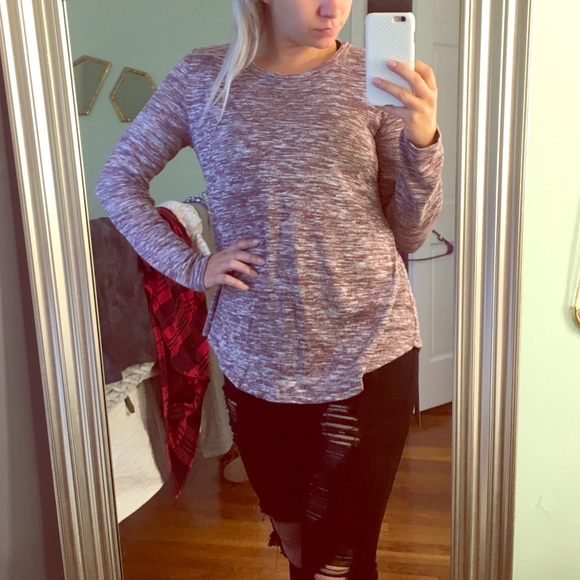 Burgundy Tulip Hem Sweater