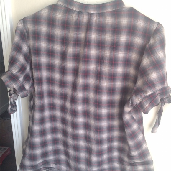 Button Down Ruffle Plaid Shirt - Picture 3 of 4