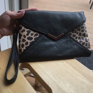 Large Black & Leopard Wristlet 🐆