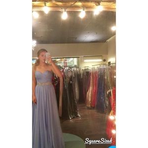 Floor length fitted prom dress