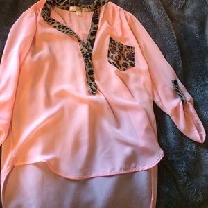 Pink and cheetah chiffon top