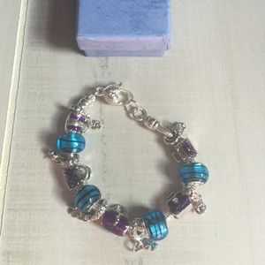 Purple Turquoise Handbag Charm Bracelet Purple Turquoise Handbag Charm Bracelet