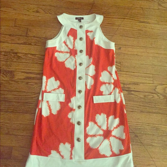 Mod orange and white floral dress