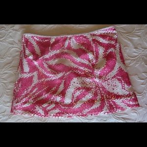 Pink and White Lilly sequin skirt