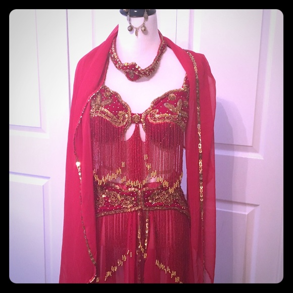 Stunning Hand Beaded Belly Dancer Custume