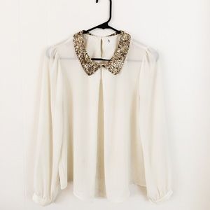 Forever 21 gold sequenced collar blouse
