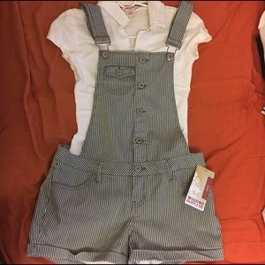 Nautical striped Overall shorts