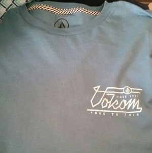 Handsome steel blue volcom men's t shirt