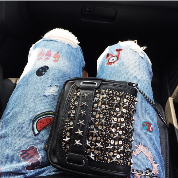 ❣️ASH Stud Black Leather Mini Crossbody Bag