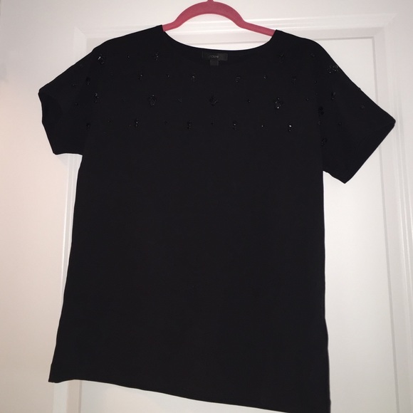 Jcrew beaded black blouse
