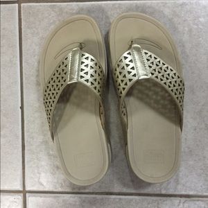 Beige and gold FlitFlop beach shoes