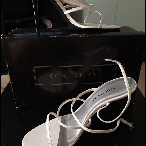 Colin Stuart white strap heels