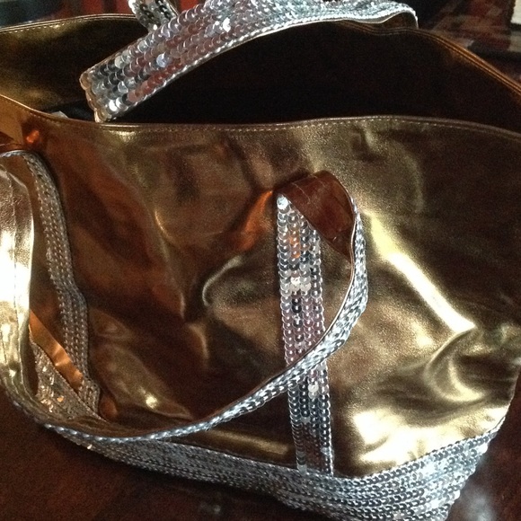 Metallic Bronze tote sequin trim