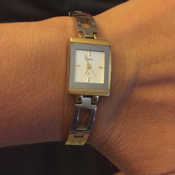 Ladies petite, two tone Fossil brand watch