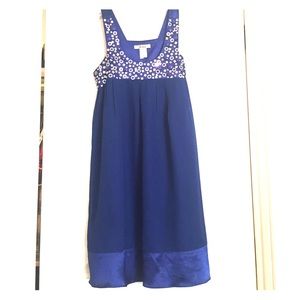 Royal blue cocktail dress.