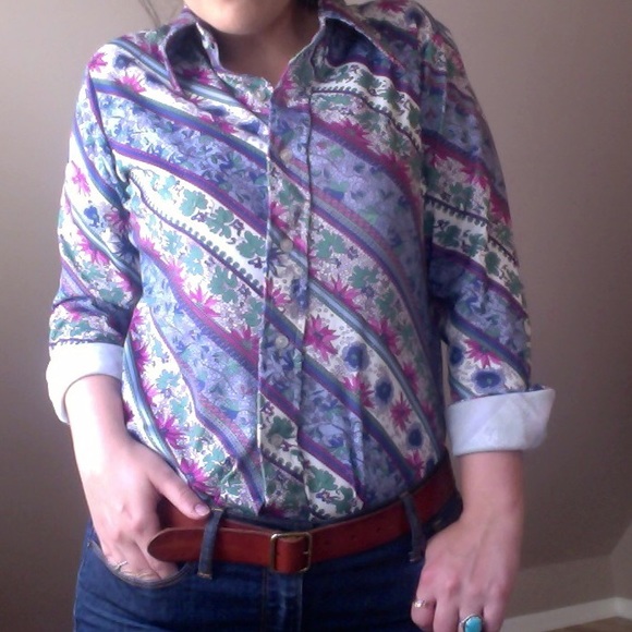 VINTAGE 70s Sears Paisley Button Up Shirt - Picture 10 of 11