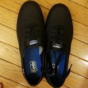 Black leather Keds