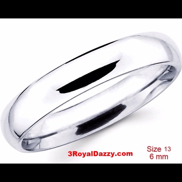 925 silver  plain wedding band ring 6mm Size 13