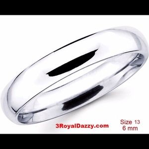 925 silver plain wedding band ring 6mm Size 13