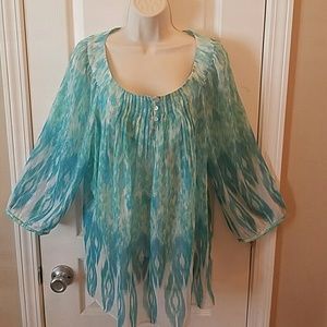 Like new Chico's sheer turquoise top