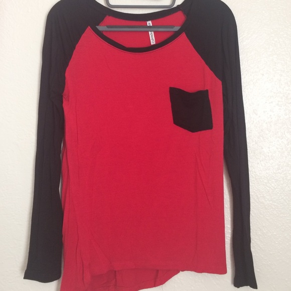 Black and Red Pocket Long Sleeve