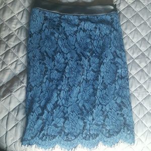 Blue lace pencil skirt