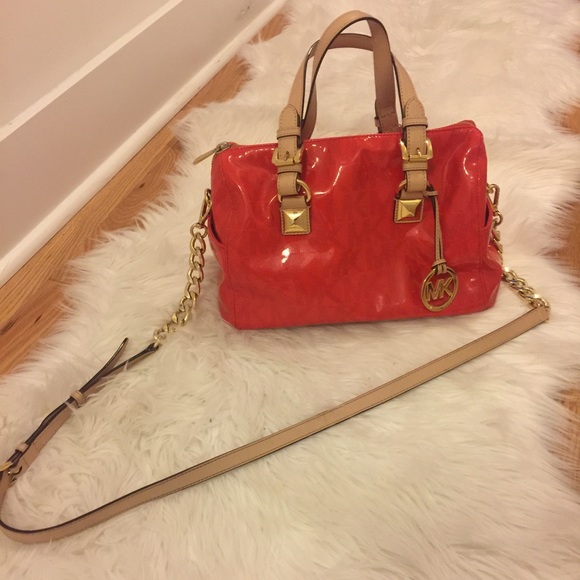 Authentic Michael Kors Grayson Canvas &Leather Bag