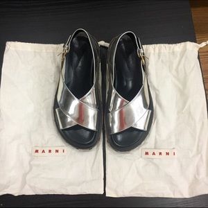 Marni Silver Leather Sandals