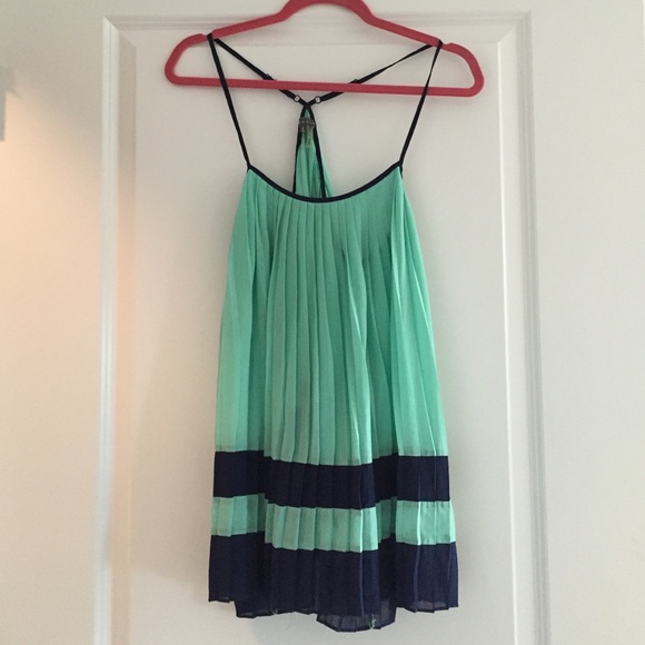 Teal and navy tank top