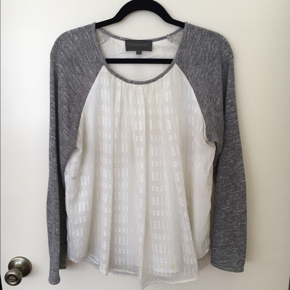 Long sleeve two toned flowy top