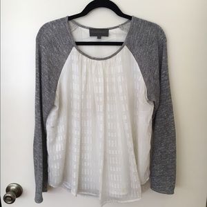 Long sleeve two toned flowy top