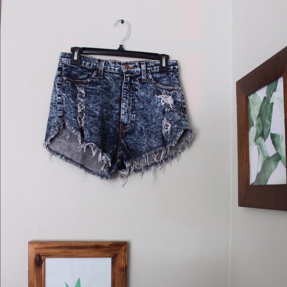 Dark blue, distressed/acid wash Jean shorts