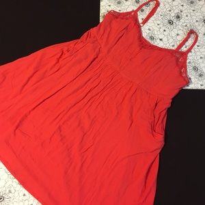 Torrid coral dress with lace detail and pockets