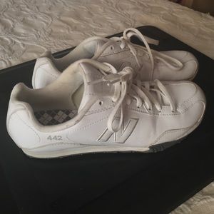 New Balance, white, rubber soled, tennis shoes