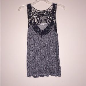 Blue/ White Medallion tank top