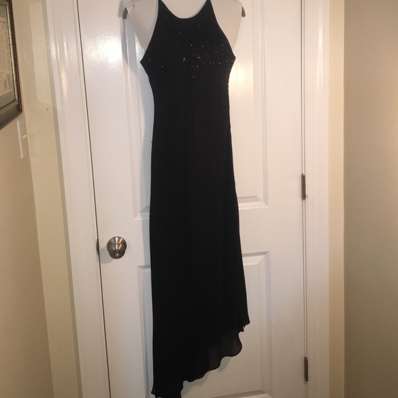 Black Beaded Evening Gown