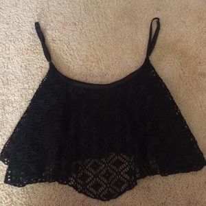 Black lace crop top