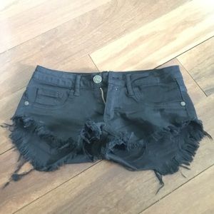 black jean shorts