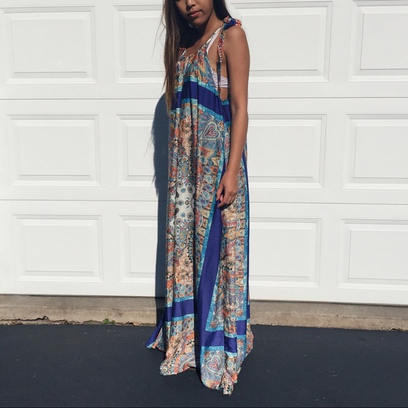 Silky multi-print maxi dress