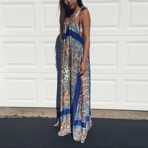 Silky multi-print maxi dress