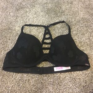 Adjustable Floral Black Push-up Bralette