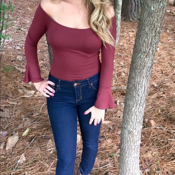 Burgundy long sleeve bodysuit - Picture 2 of 4