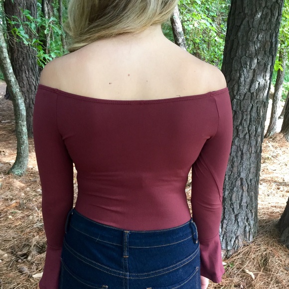 Burgundy long sleeve bodysuit - Picture 3 of 4